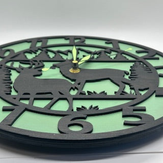 Custom DEER BUCKS Hunting Wildlife Wall Clock Laser Cut Layered Wood Decor Gift