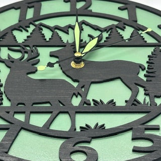 Custom DEER BUCKS Hunting Wildlife Wall Clock Laser Cut Layered Wood Decor Gift