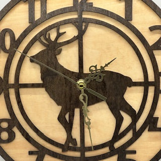 Custom BUCK DEER ELK Hunting Wall Clock Laser Cut Layered Wood Decor Gift