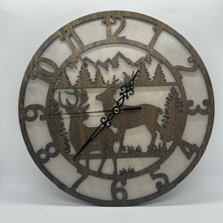 Custom BUCK DEERS Hunting Wall Clock Laser Cut Layered Wood Decor Gift