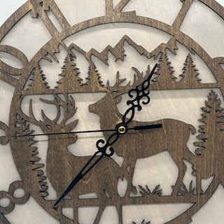 Custom BUCK DEERS Hunting Wall Clock Laser Cut Layered Wood Decor Gift