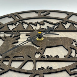 Custom BUCK DEERS Hunting Wall Clock Laser Cut Layered Wood Decor Gift