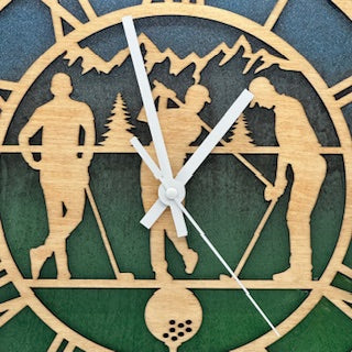 Custom GOLF GOLFING Wall Clock Laser Cut Layered Wood Decor Gift