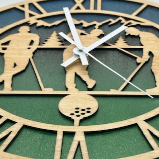 Custom GOLF GOLFING Wall Clock Laser Cut Layered Wood Decor Gift