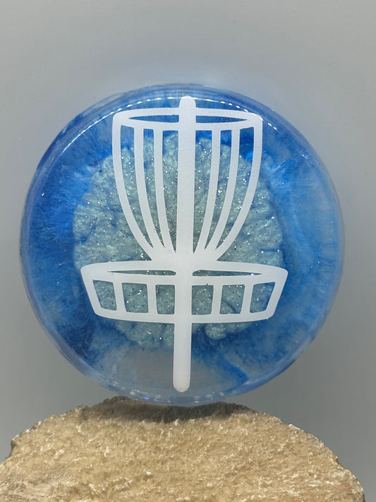 Disc Golf Mini Marker Custom White Basket Epoxy Resin One Of A Kind Mini