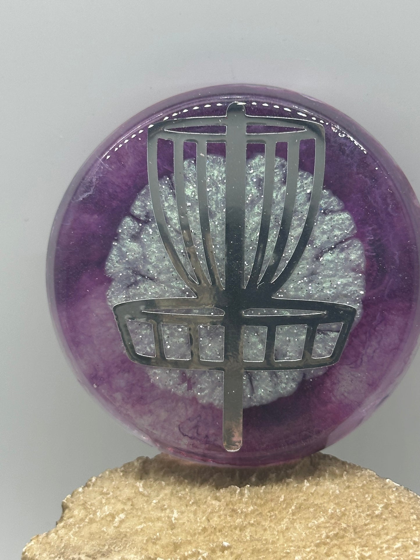 Disc Golf Mini Marker Custom Silver Disc Basket Epoxy Resin One Of A Kind Mini