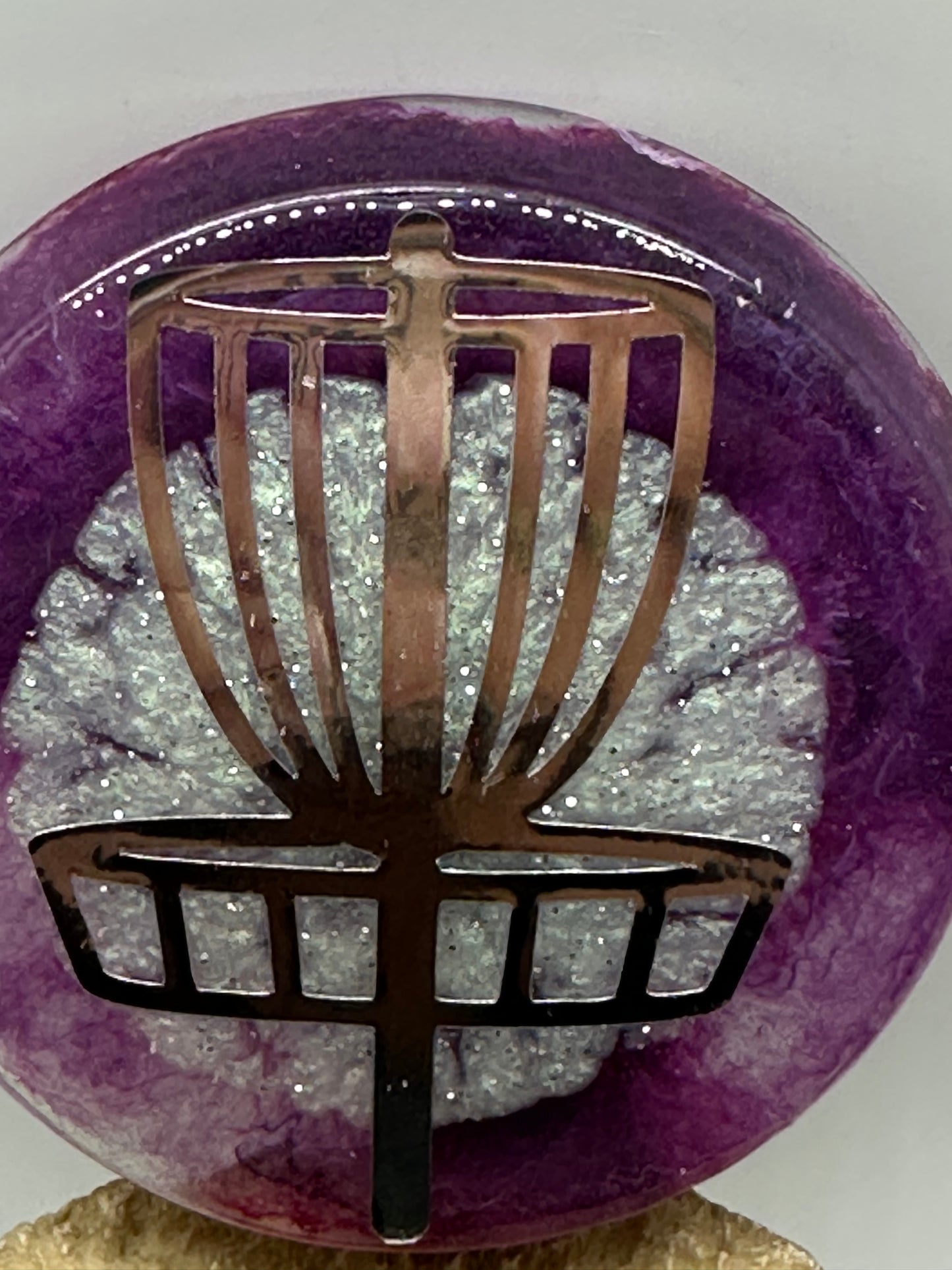 Disc Golf Mini Marker Custom Silver Disc Basket Epoxy Resin One Of A Kind Mini