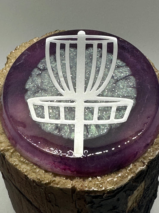 Disc Golf Mini Marker Custom Silver Disc Basket Epoxy Resin One Of A Kind Mini
