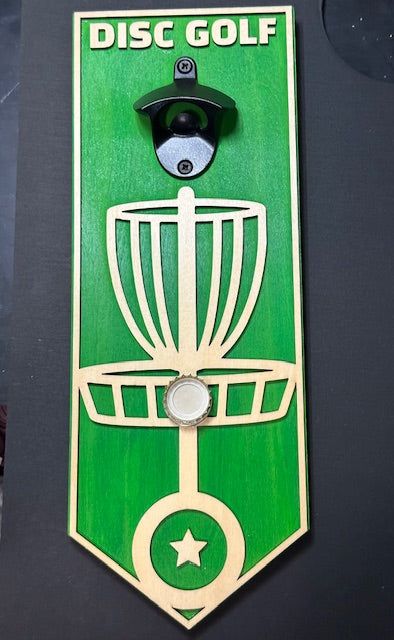 Disc Golf Magnetic Basket Bottle Opener Wall Mount Custom Discgolfer Gift