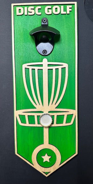 Disc Golf Magnetic Basket Bottle Opener Wall Mount Custom Discgolfer Gift