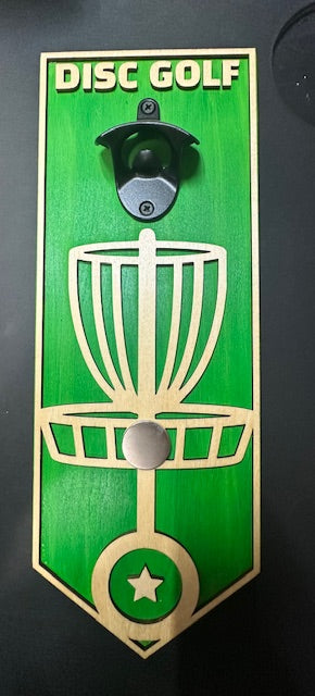 Disc Golf Magnetic Basket Bottle Opener Wall Mount Custom Discgolfer Gift