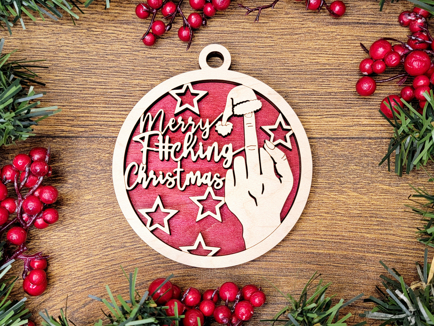 Merry F-ING Christmas Funny Christmas Ornaments Naughty Nice Laser Engraved Gift