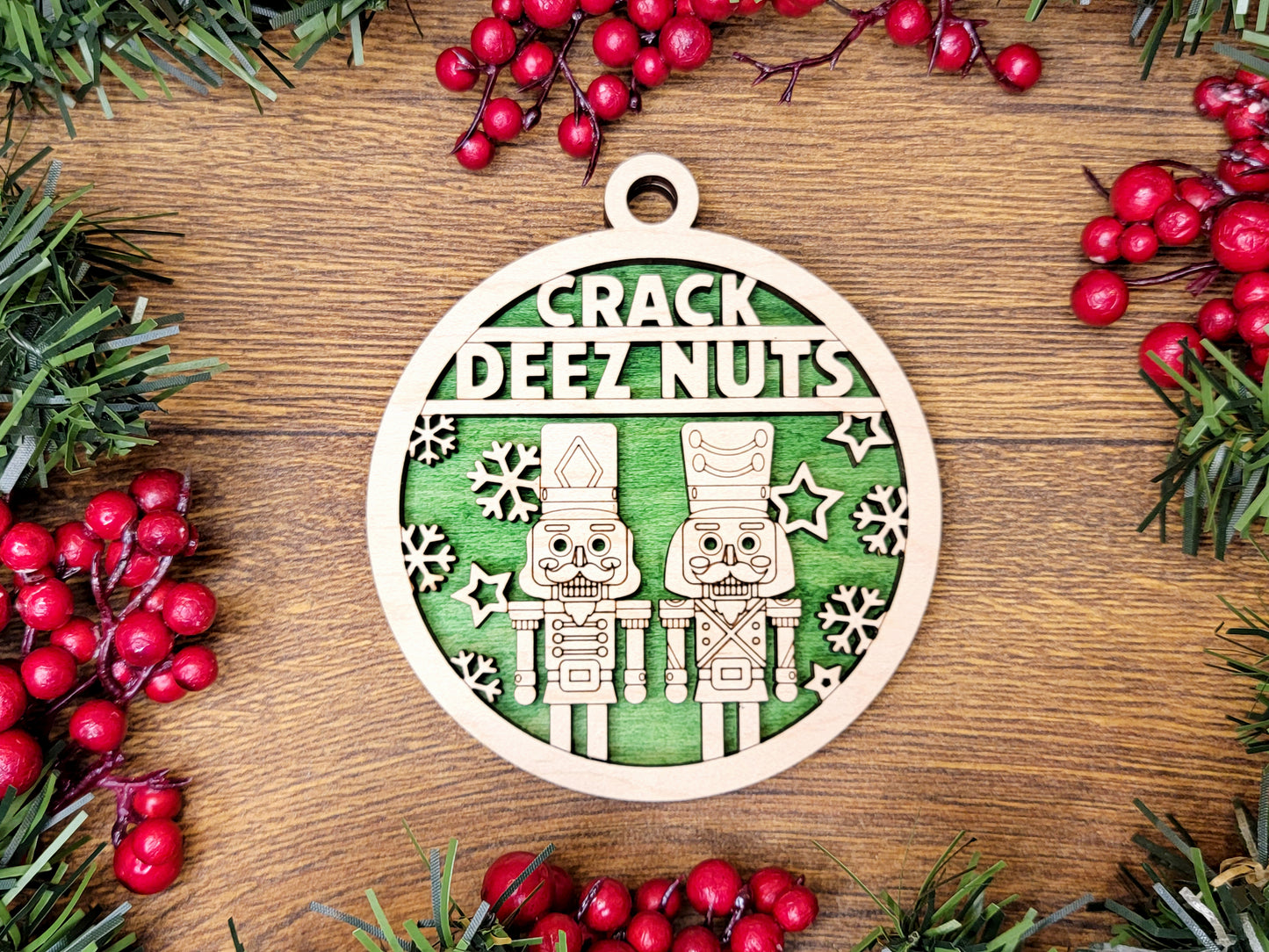 Crack DEEZ Nuts Funny Christmas Ornaments Naughty Nice Laser Engraved Gift