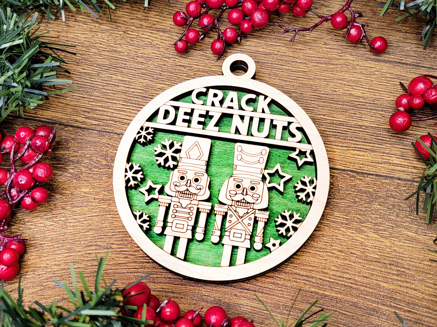 Crack DEEZ Nuts Funny Christmas Ornaments Naughty Nice Laser Engraved Gift