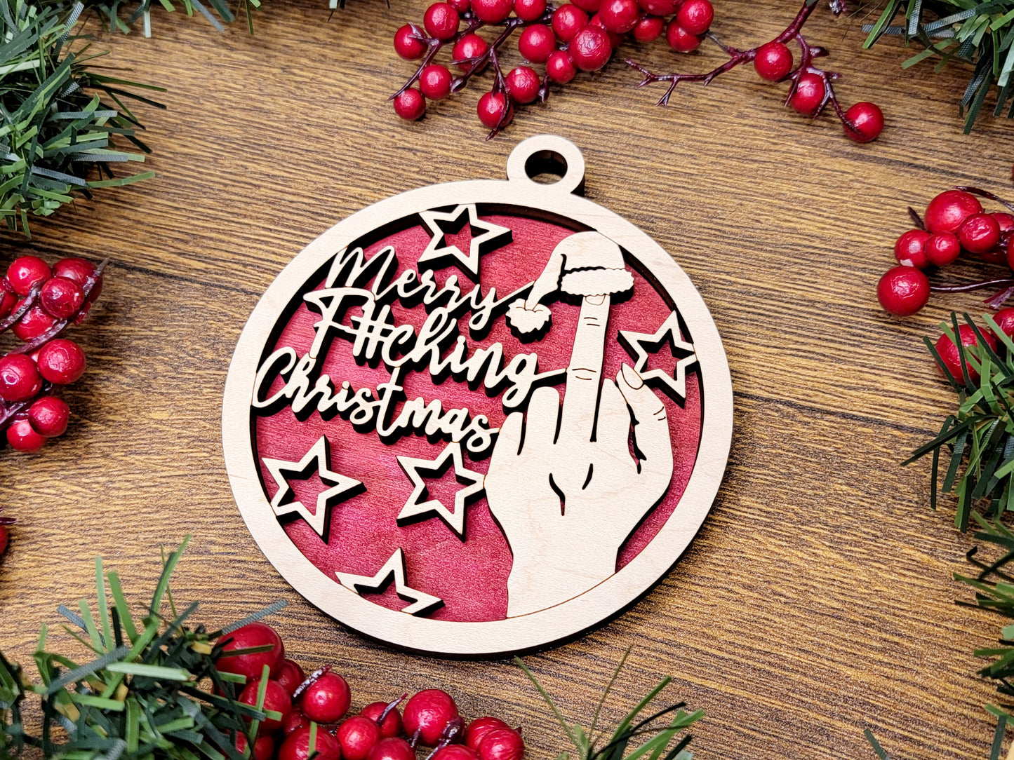 Merry F-ING Christmas Funny Christmas Ornaments Naughty Nice Laser Engraved Gift