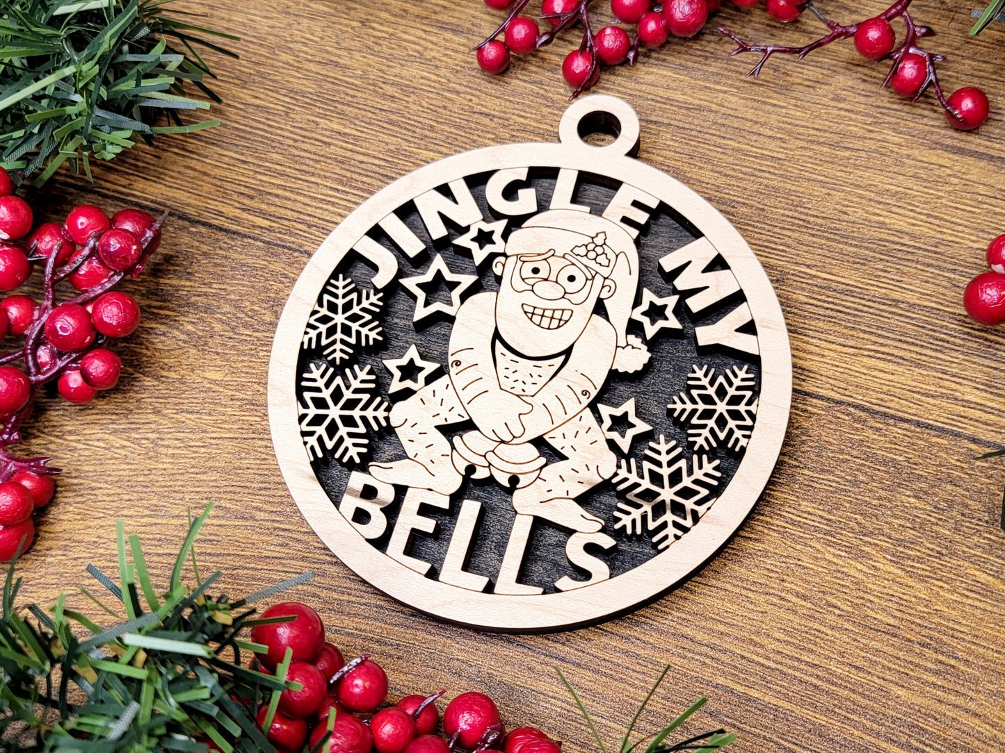 Jingle My BELLS Funny Christmas Ornaments Naughty Nice Laser Engraved Gift