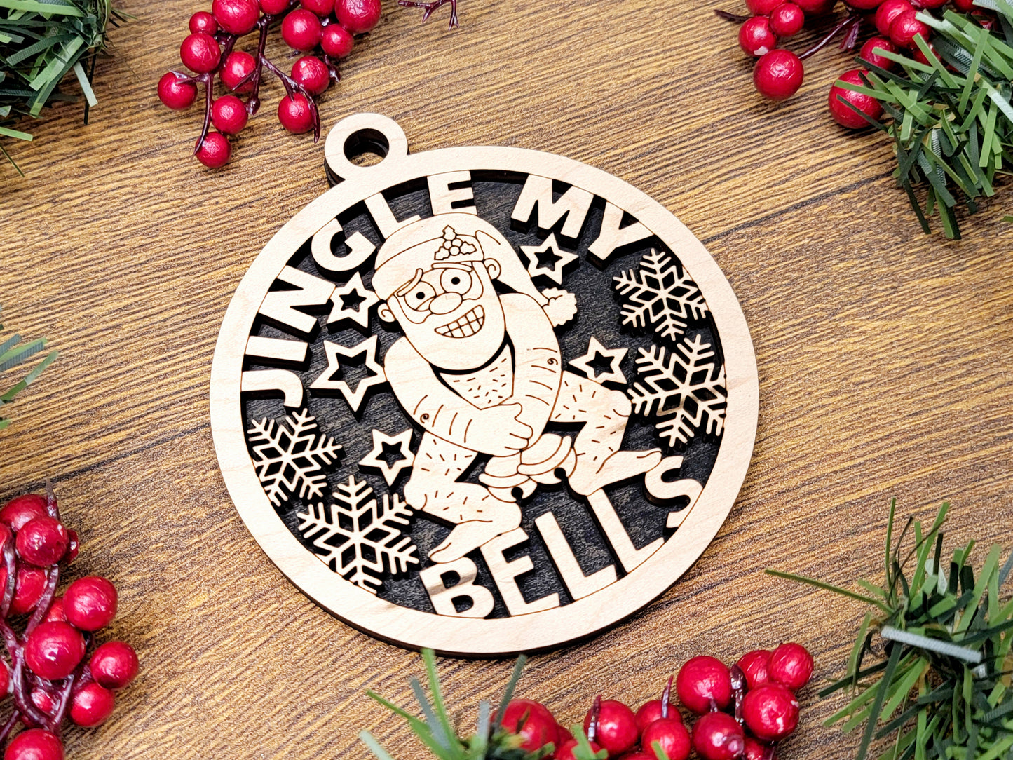 Jingle My BELLS Funny Christmas Ornaments Naughty Nice Laser Engraved Gift