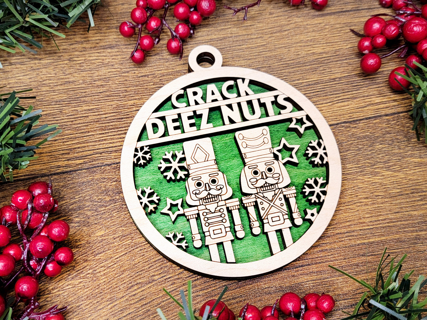 Crack DEEZ Nuts Funny Christmas Ornaments Naughty Nice Laser Engraved Gift