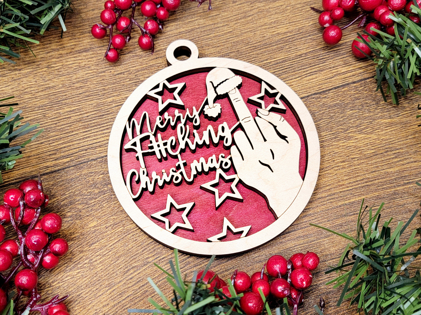 Merry F-ING Christmas Funny Christmas Ornaments Naughty Nice Laser Engraved Gift