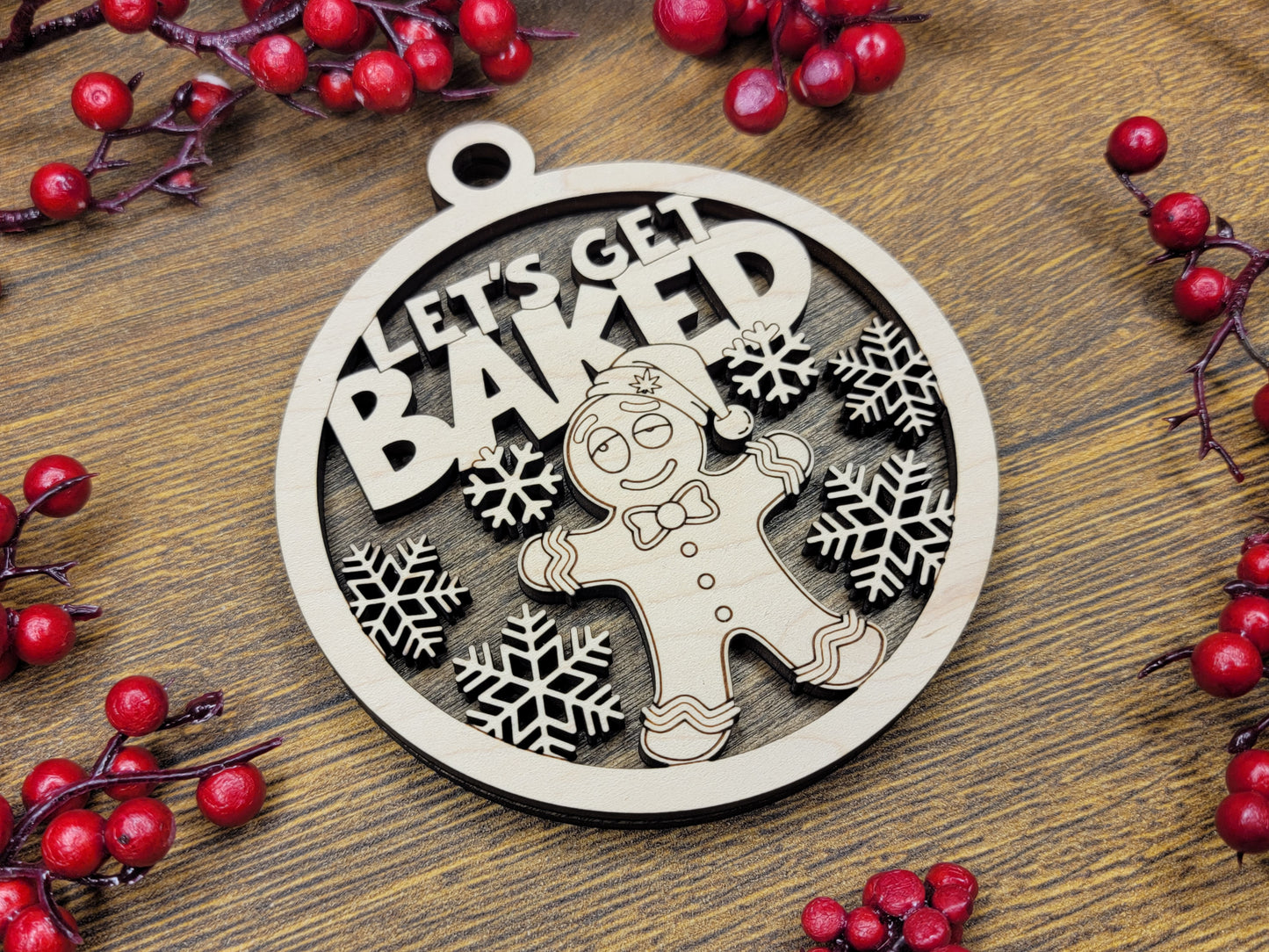 Lets Get BAKED Funny Christmas Ornaments Naughty Nice Gift