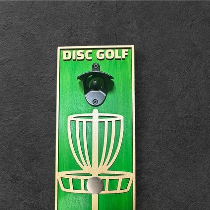 Disc Golf PERSONALIZED Magnetic Basket Bottle Opener Wall Mount Discgolfer Gift