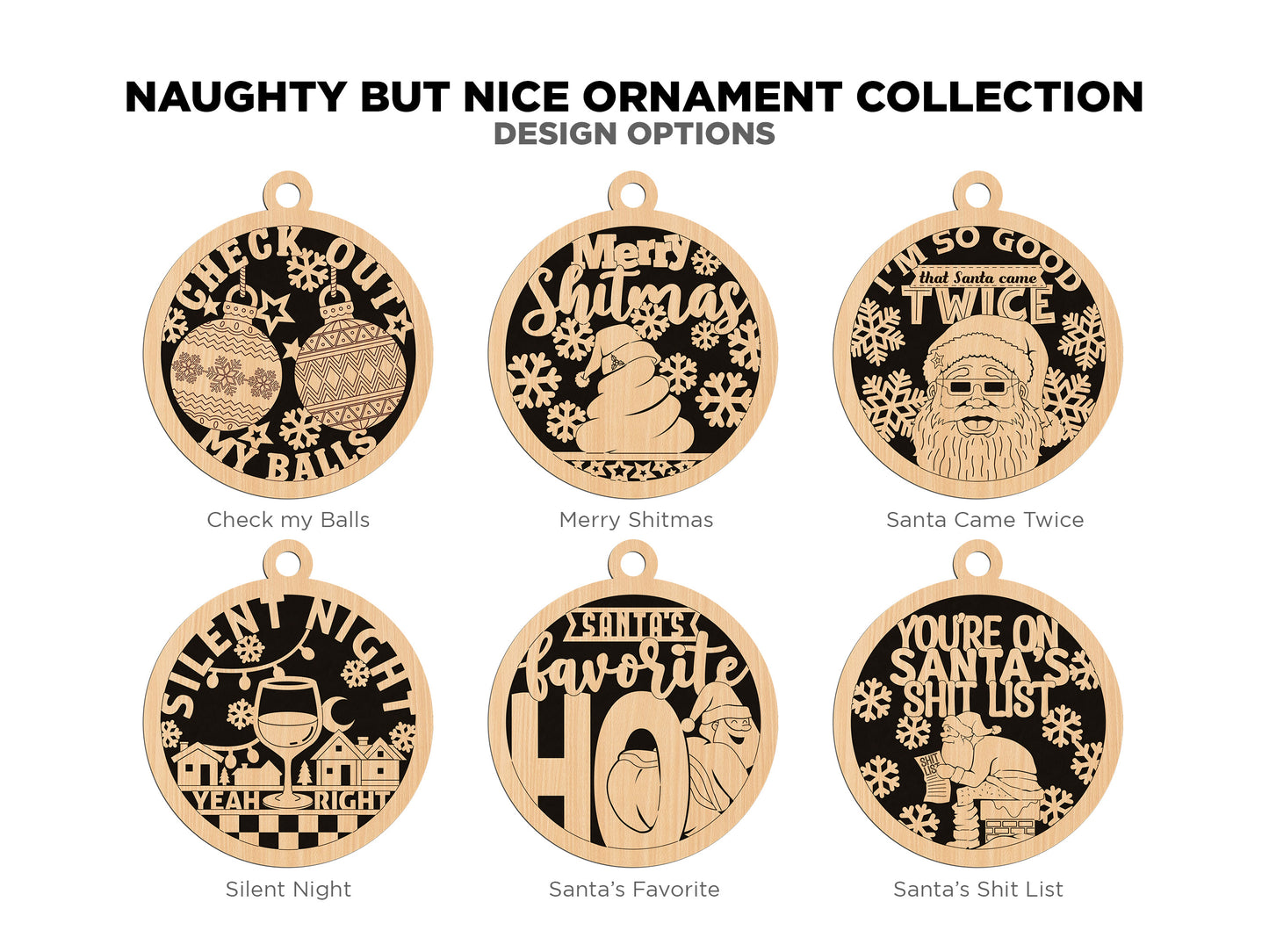 Deck Halls Not Your FAMILY Funny Christmas Ornaments Naughty Nice Laser Engraved Gift