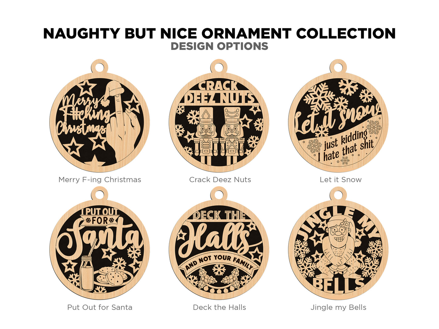 Deck Halls Not Your FAMILY Funny Christmas Ornaments Naughty Nice Laser Engraved Gift