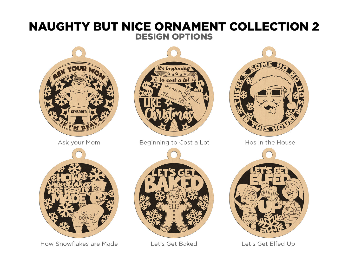 Lets Get BAKED Funny Christmas Ornaments Naughty Nice Gift