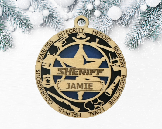 SHERIFF Ornament Personalized First Responder Christmas Gift