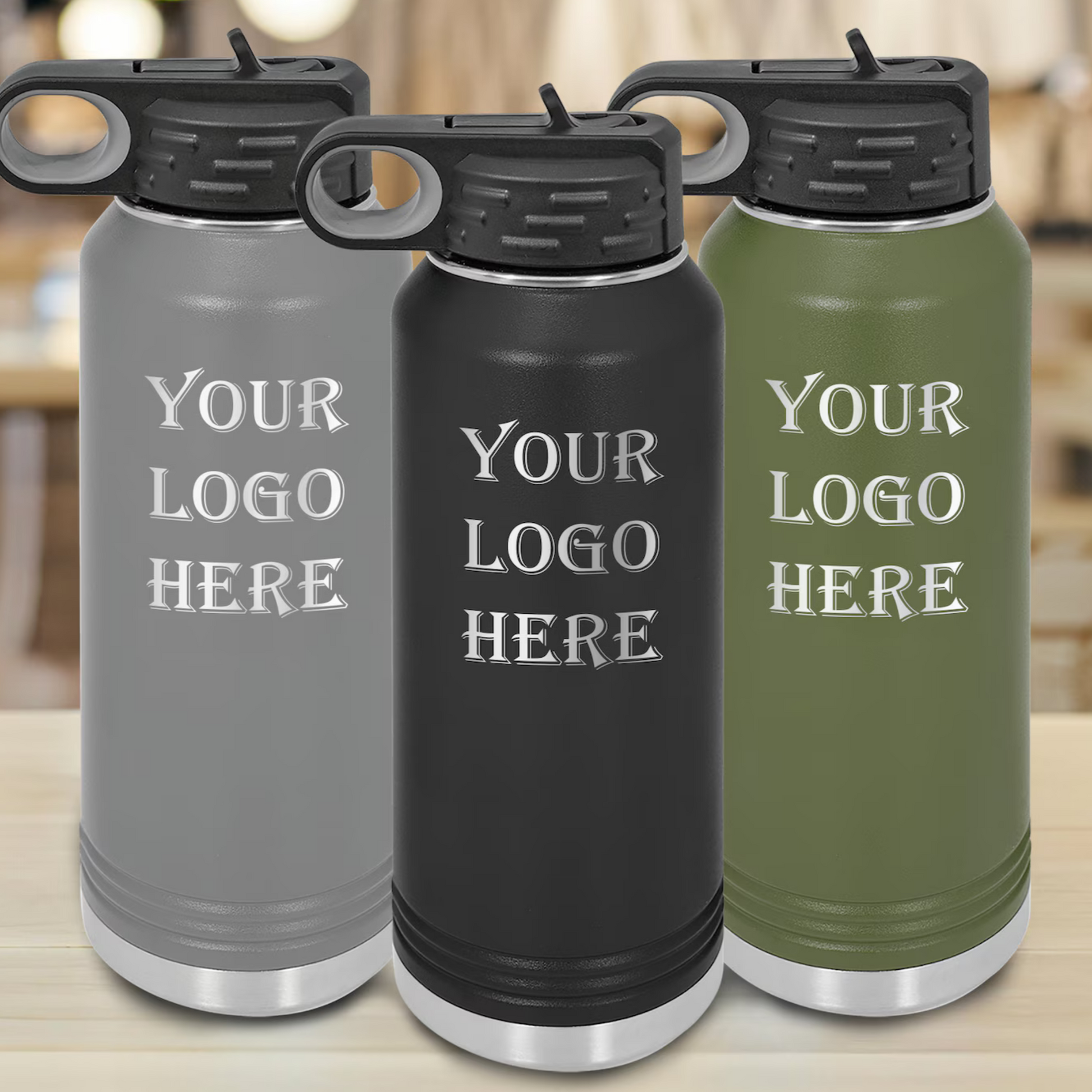 Custom Engraved 32oz Water Bottle Logo Tumbler Gift, Bulk Tumbler Marketing School Spirit Personalized Laser Engraved Water Bottle