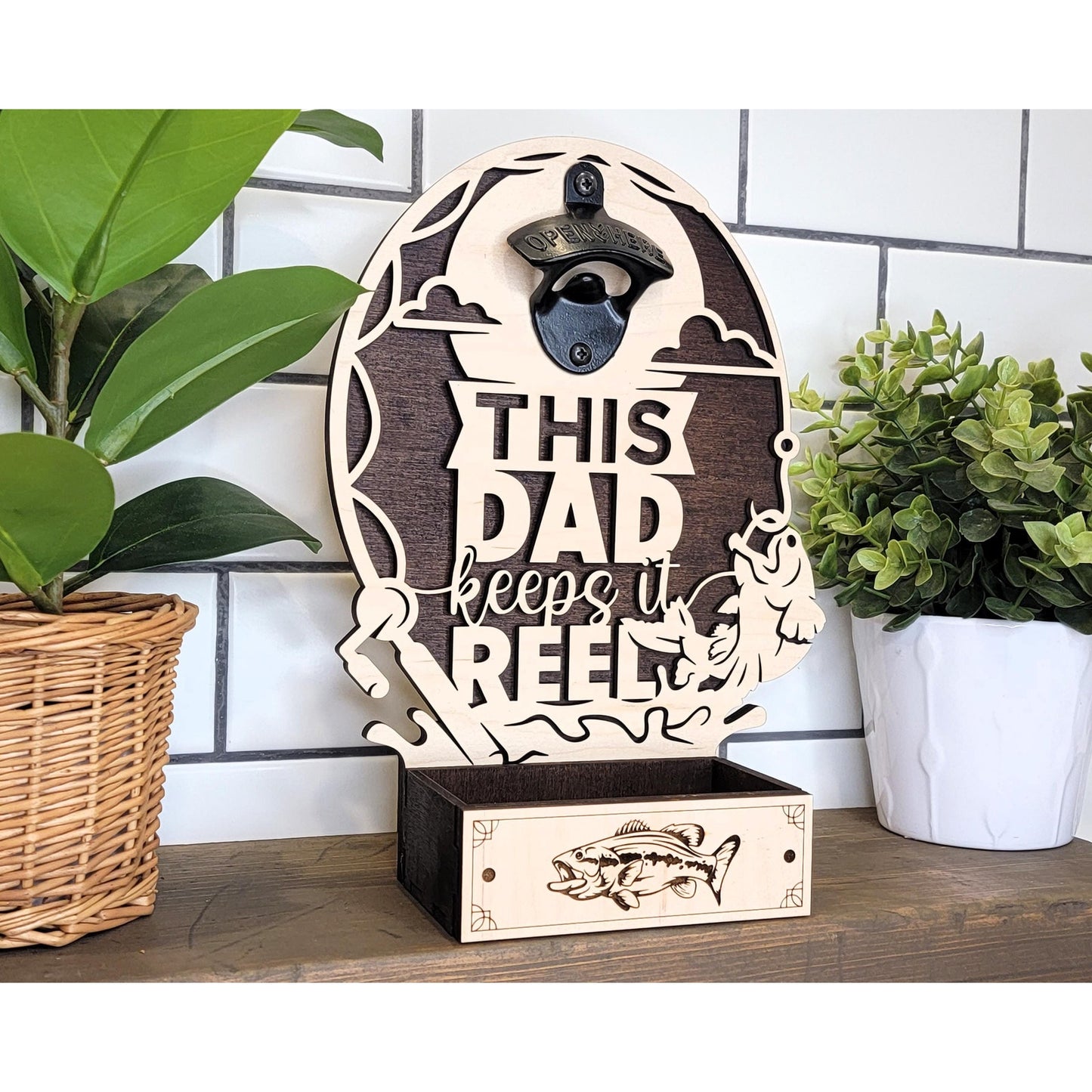 Dad Needs Beer GLASS Custom Bottle Opener Dad Drinking Wall Mounted Gift