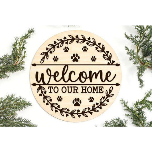 Welcome or Home Sweet Home Laser Cut Custom Wood Signs Gift