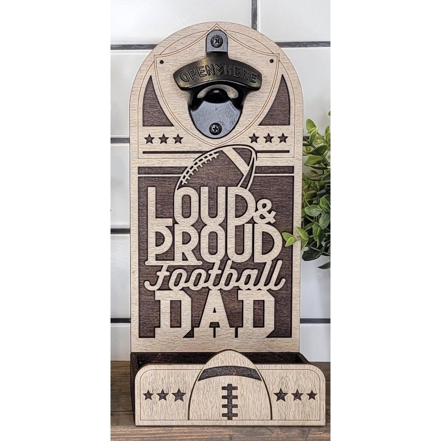 FOOTBALL Dad Loud Proud Custom Bottle Opener Sports Dad Wall Mounted Gift