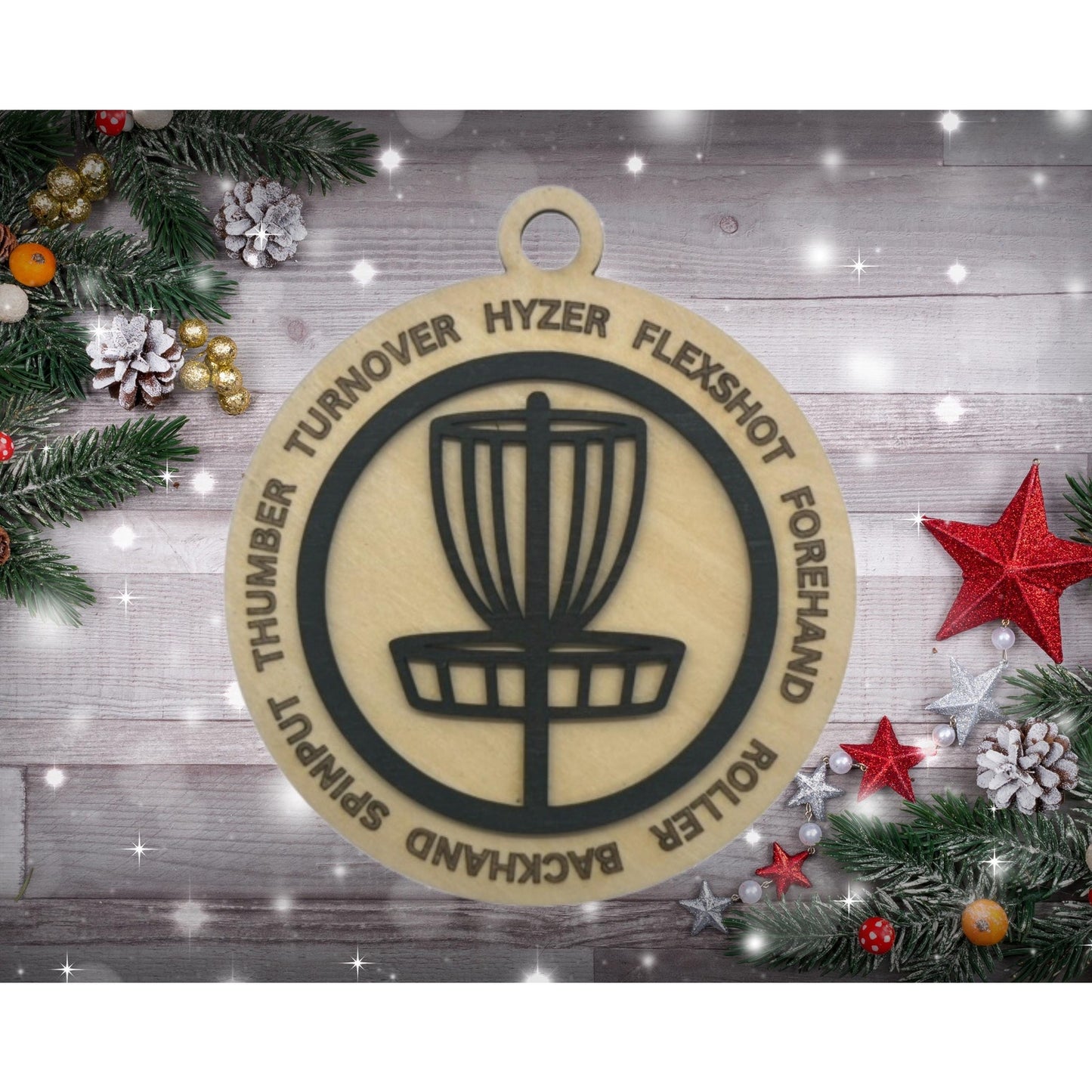 New DISC GOLF Basket Hyzer Backhand Christmas 2 Layer Ornament Discgolfer Gift