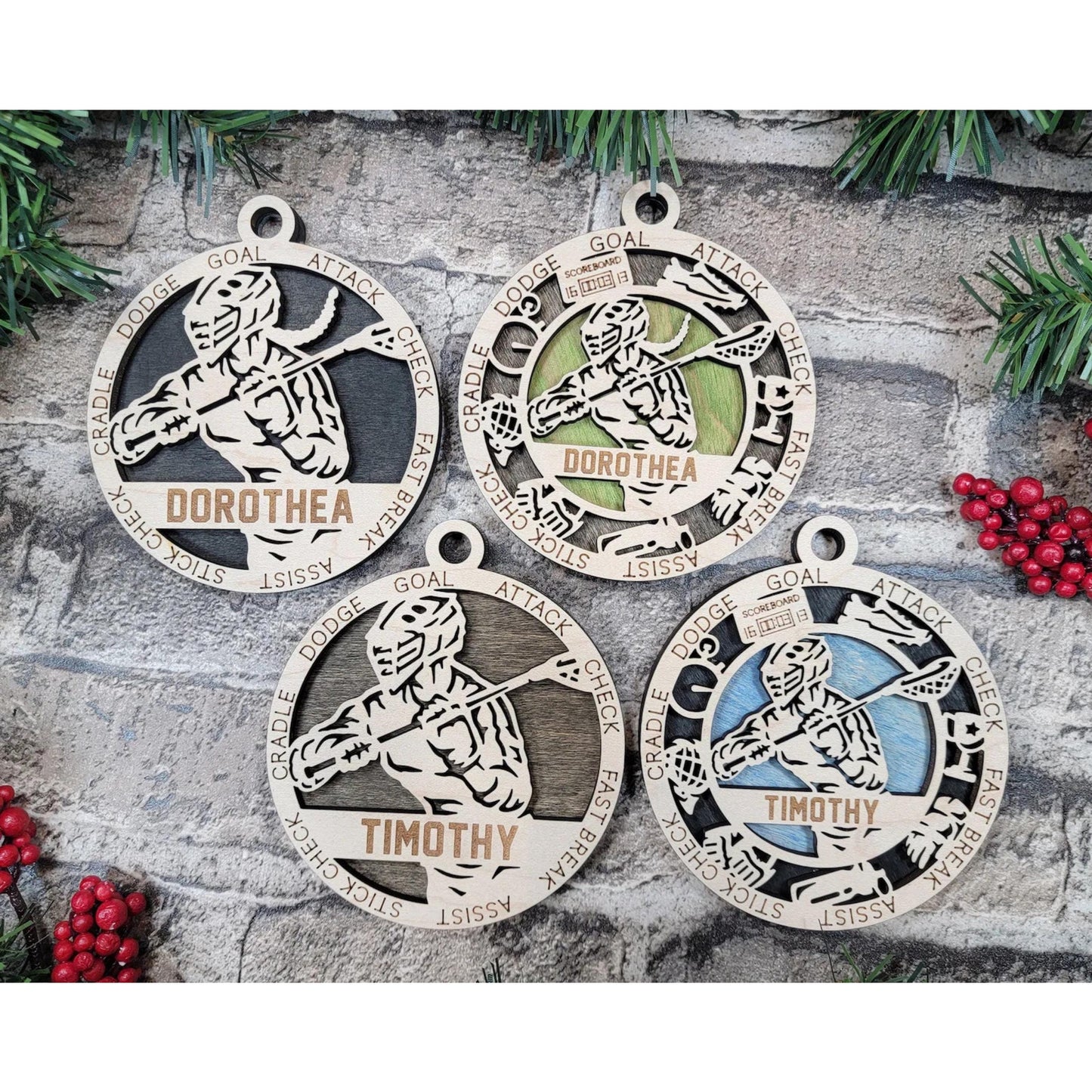 Personalized LACROSSE PLAYER Ornament Male or Female Custom Name Gift