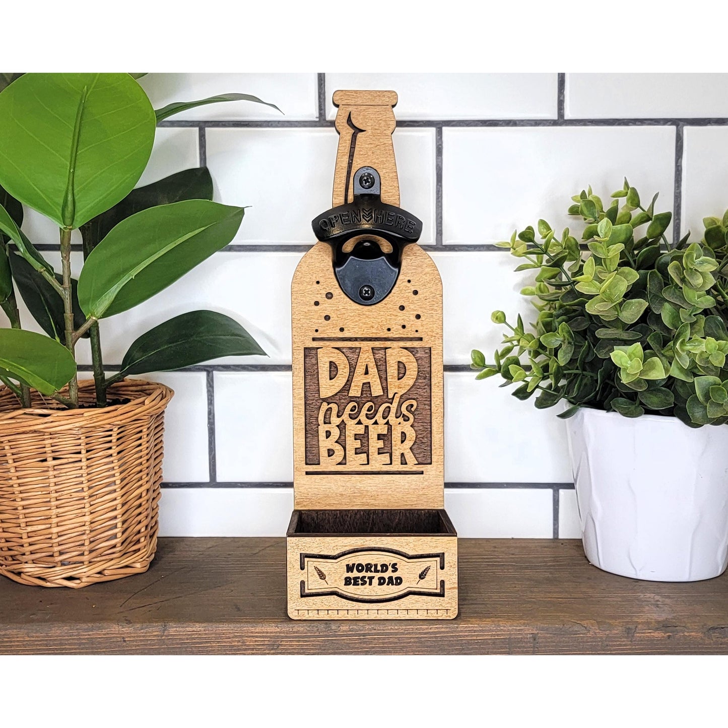 Fishing Dad Keeps It REEL Custom Bottle Opener Dad Fisherman Wall Mounted Gift