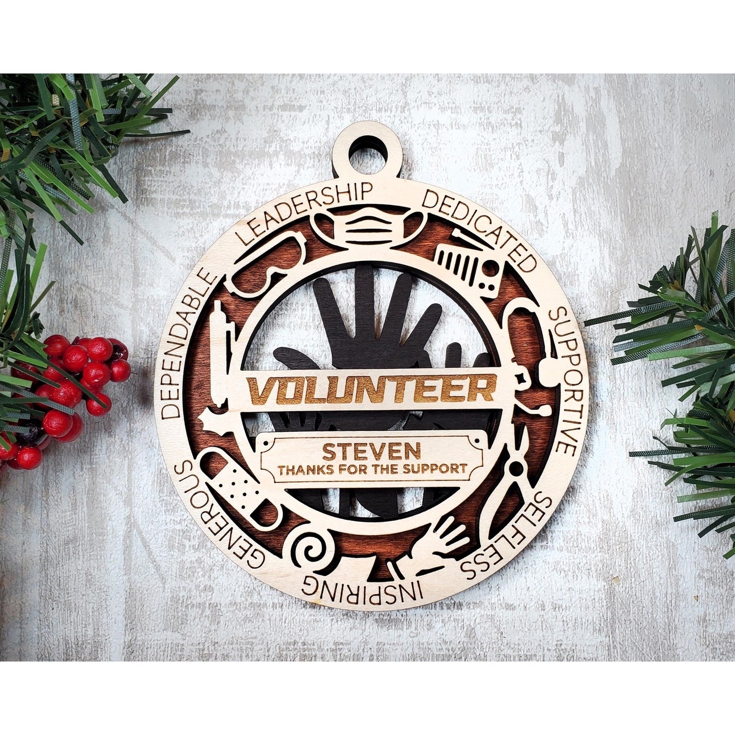 VOLUNTEER Ornament Personalized First Responder Christmas Gift