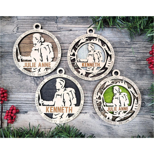 Personalized HIKING HIKER Ornament Male or Female Custom Name Gift