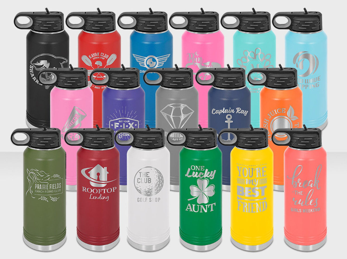 Custom Engraved 32oz Water Bottle Logo Tumbler Gift, Bulk Tumbler Marketing School Spirit Personalized Laser Engraved Water Bottle