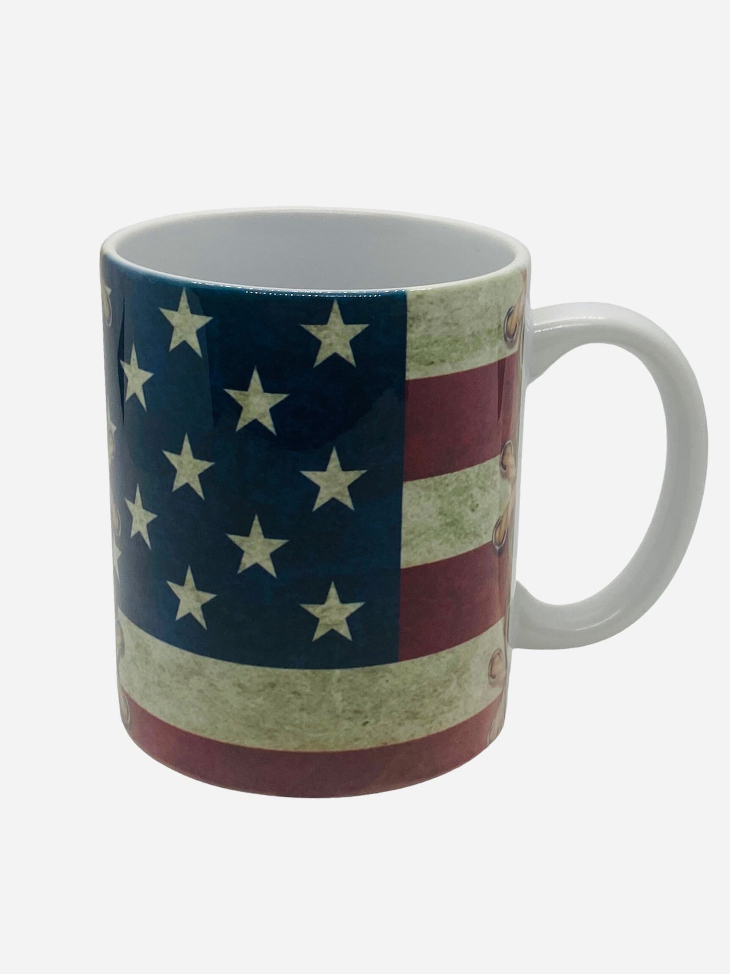 Coffee Mug Bull Elk, America Flag, Mug, Hunters Novelty Cup Gift For Men Him Dad Grandpa