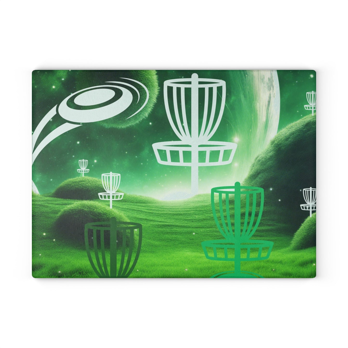 Disc Golf Green Dreams Glass Cutting Board Discgolfer Kitchen Cooking Gift