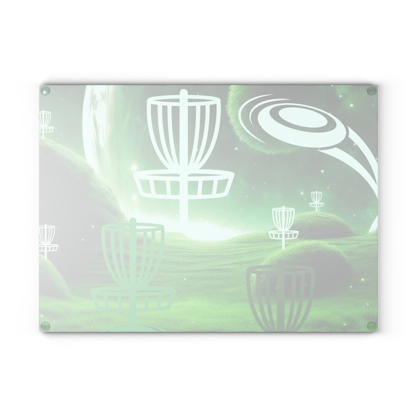 Disc Golf Green Dreams Glass Cutting Board Discgolfer Kitchen Cooking Gift