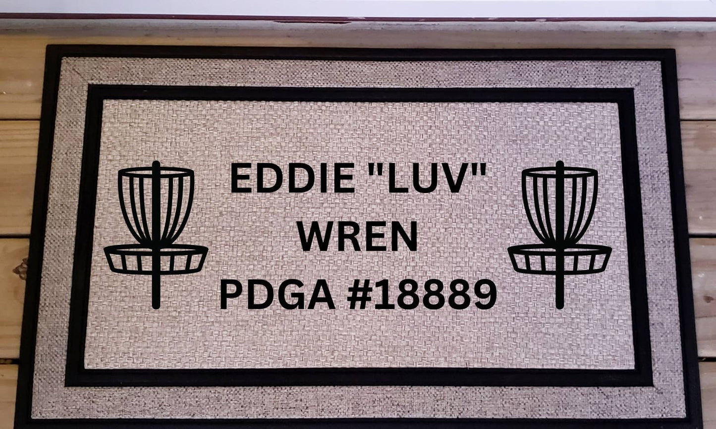 Disc Golf Custom YOUR Name & PDGA Number Door Mat