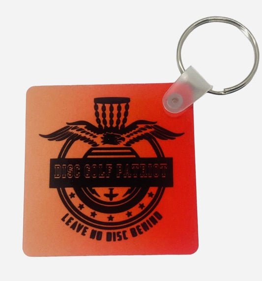 Disc Golf Keychain DISCGOLF PATRIOT Orange Red Gradient Custom Made Key Ring