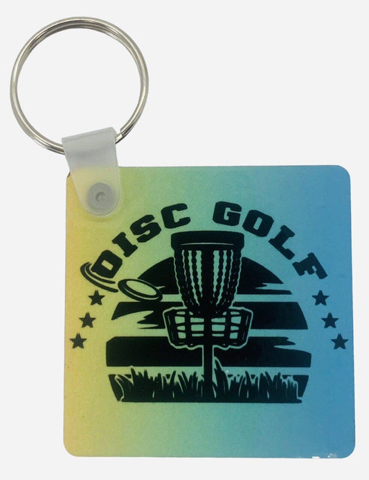 Disc Golf Keychain DISCGOLF SUNRISE Blue Yellow Gradient Custom Made Key Ring