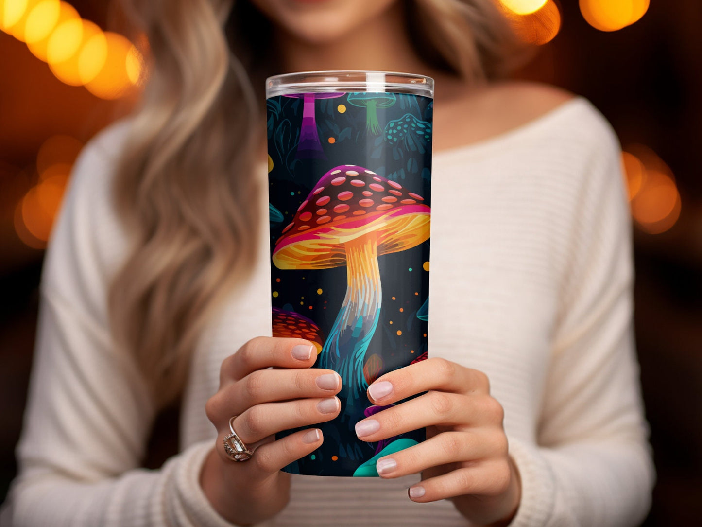 Luminous Mushrooms- 20oz Straight Skinny Tumbler Stainless Custom Drinkware Gift