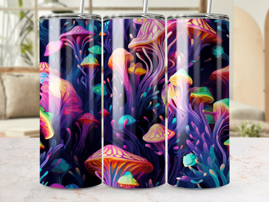 Colorful Mushrooms- 20oz Straight Skinny Tumbler Stainless Custom Drinkware Gift