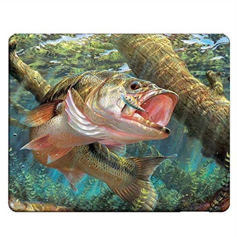 Fish Rectangle Computer Mousepad Bass Fish Jumping Hook Mouse Pad Mat