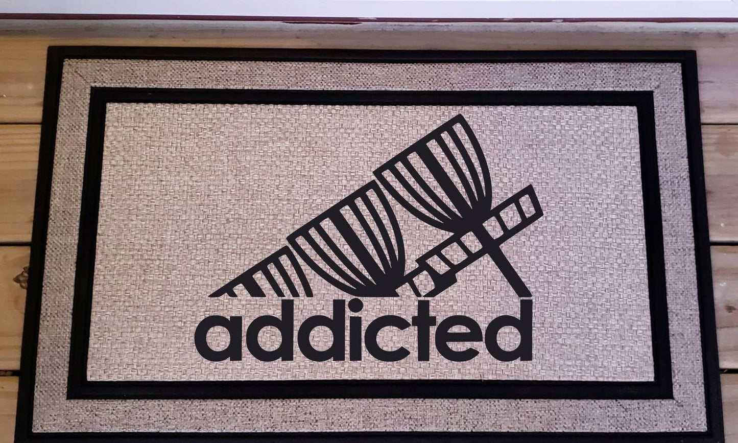 Disc Golf Addicted Logo Doormat, Discgolf Mat, Discgolfer Decor