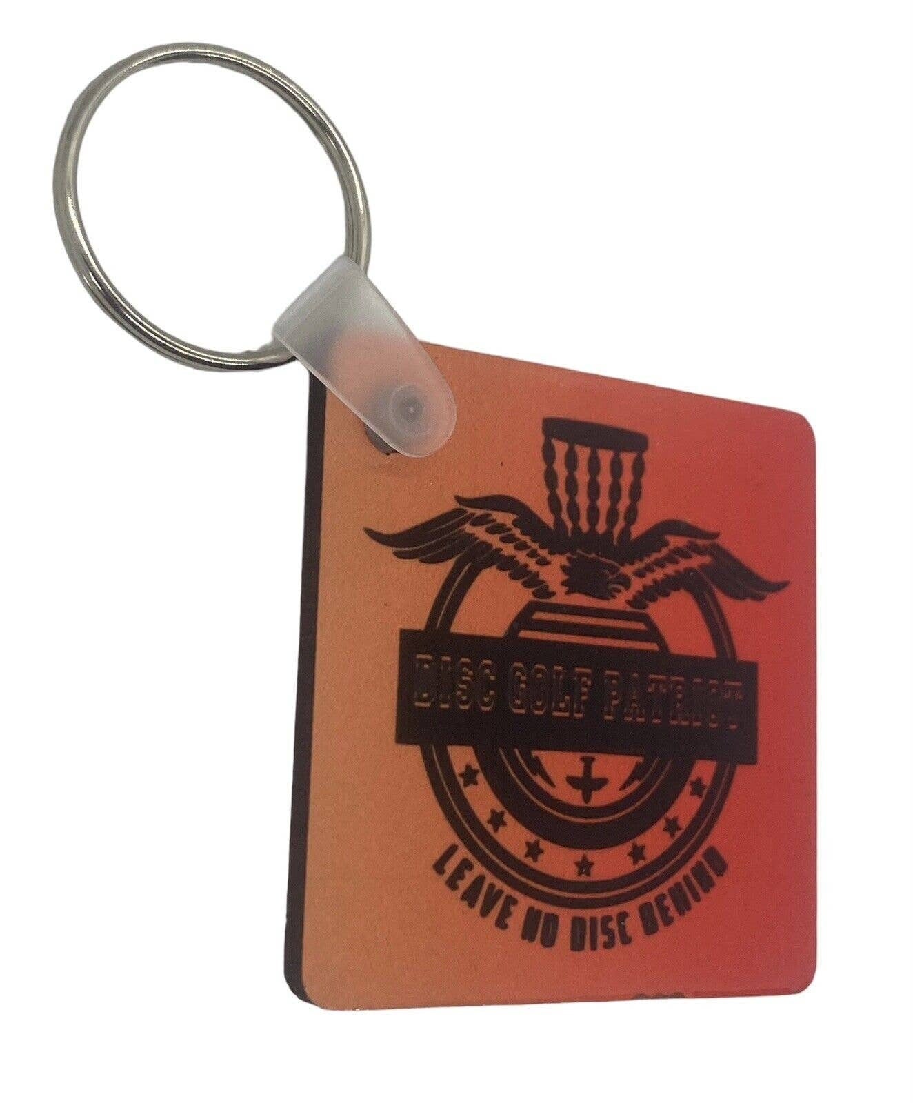 Disc Golf Keychain DISCGOLF PATRIOT Orange Red Gradient Custom Made Key Ring